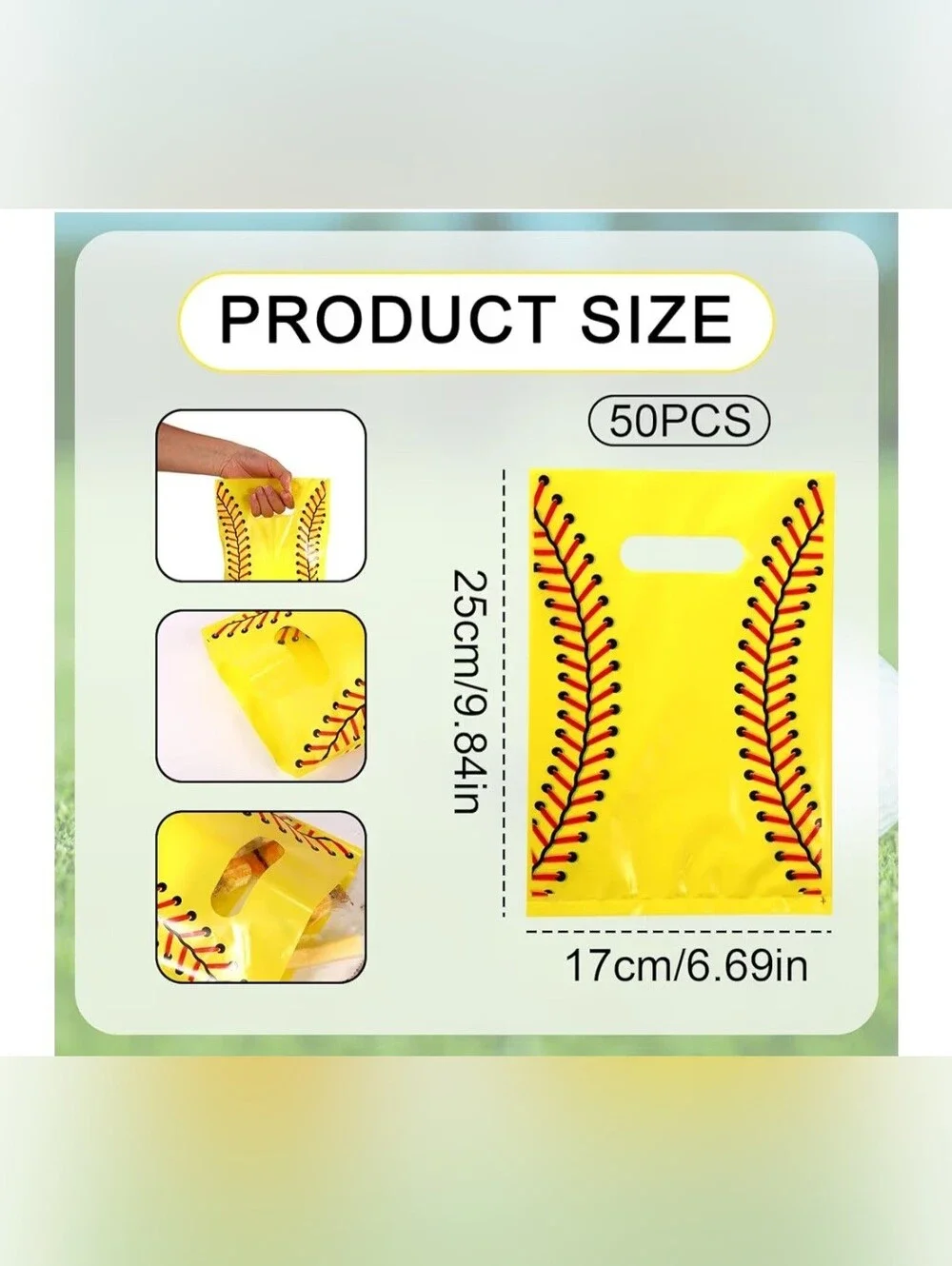 50pcs Softball Gift Bags, 9.84x6.69in Sports Theme Goodie Bags Softball Party